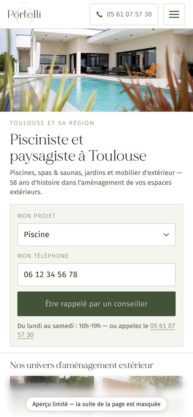 Le même site après refonte, sur mobile
