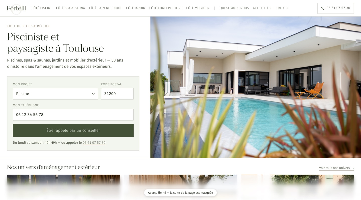 Le même site après refonte